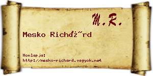 Mesko Richárd névjegykártya