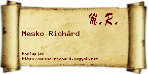 Mesko Richárd névjegykártya